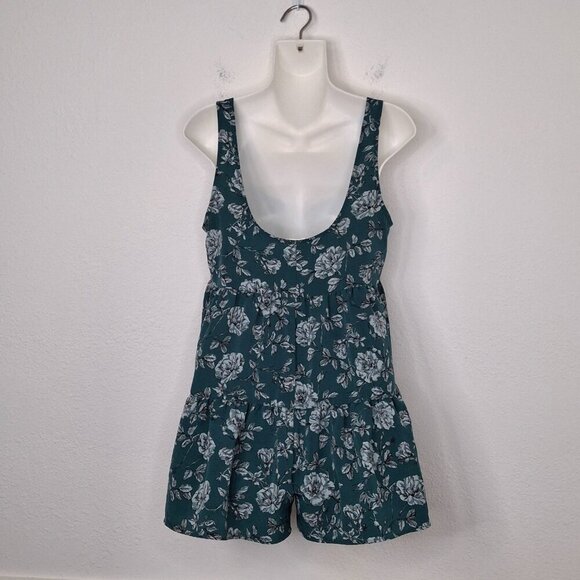 Urban Outfitters Floral Babydoll Romper Sz S Ruffle Relaxed Fit Button Front 90s - Picture 6 of 16